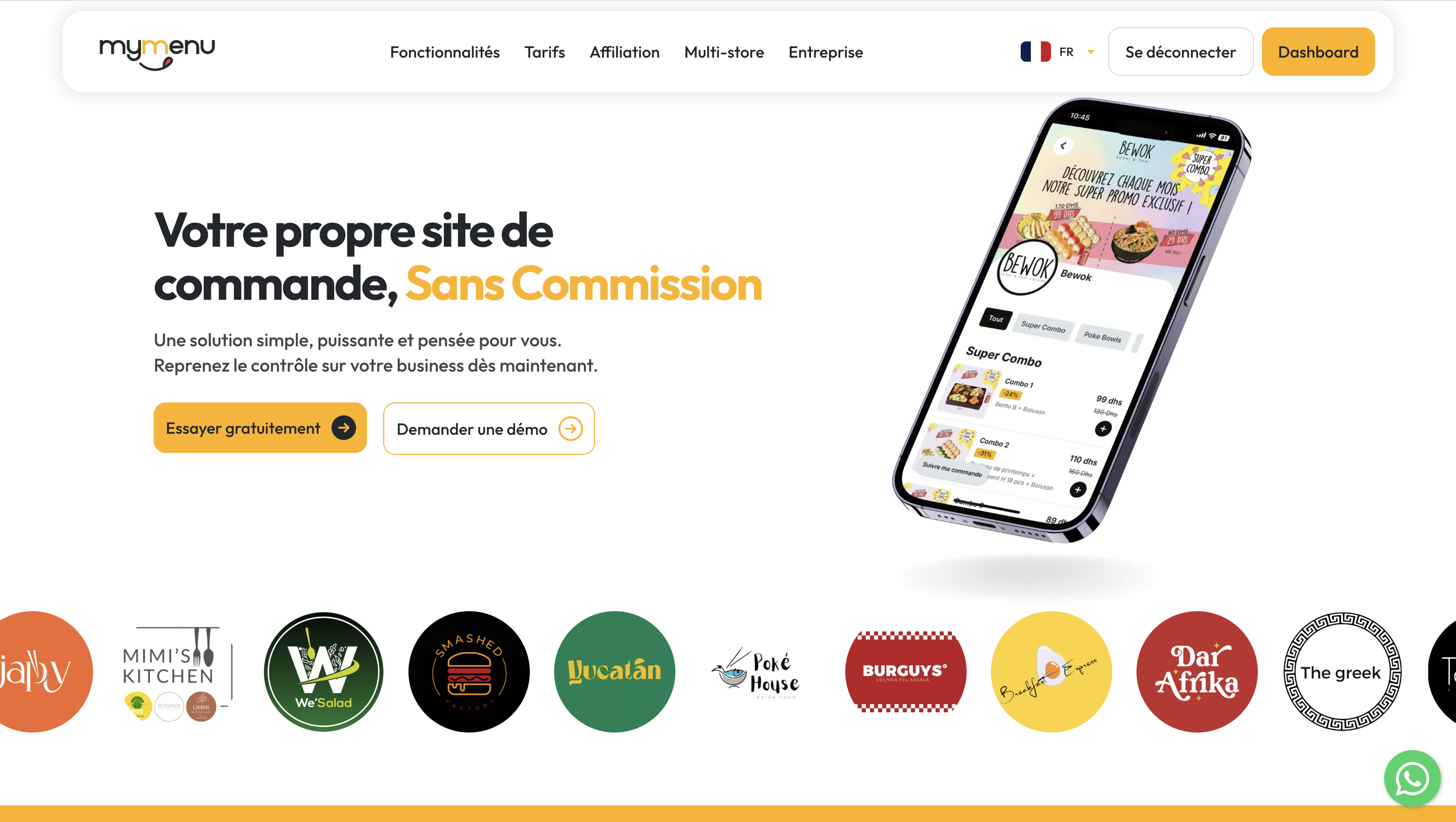 Aperçu du site MyMenu